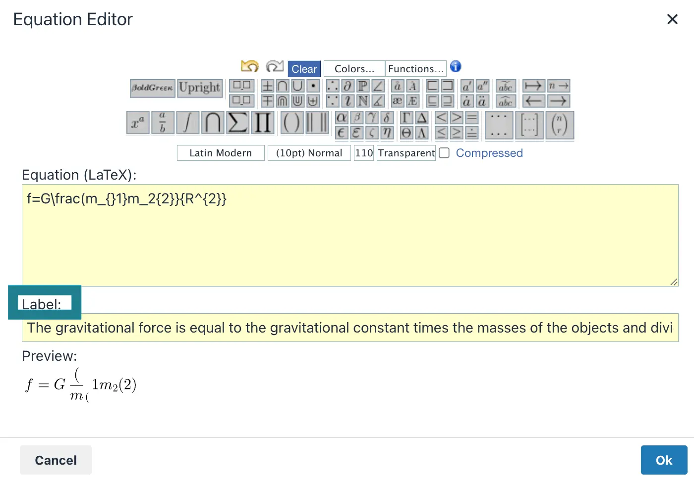 Adding alternative text to equations in WeVideo's equation editor. 