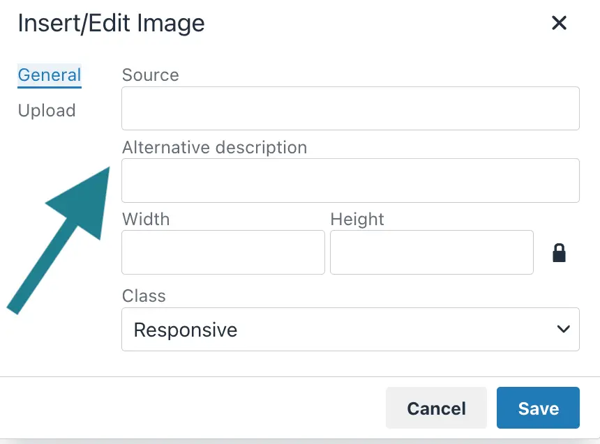 Adding alternative text to an image in WeVideo. 