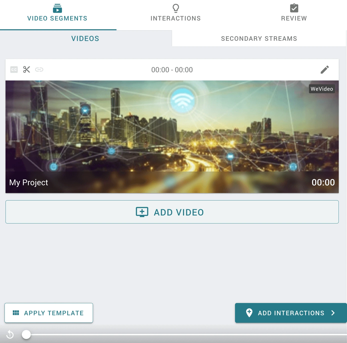 Adding an interaction to a video in WeVideo. 