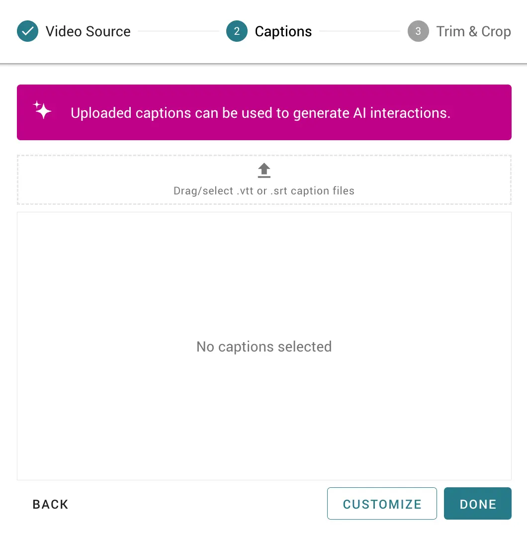 Adding captions to an interactive video in WeVideo. 