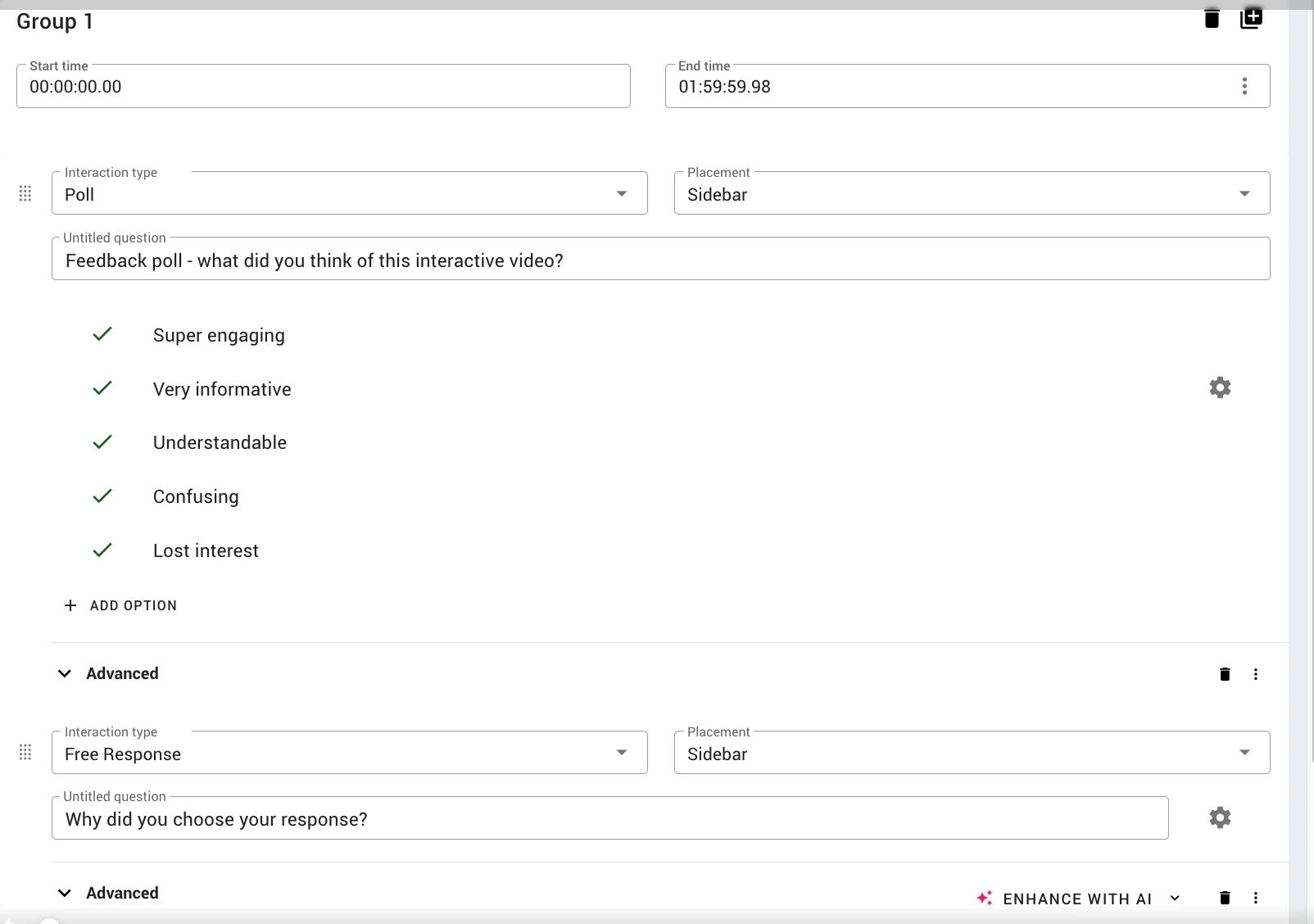Editing an interaction in WeVideo. 