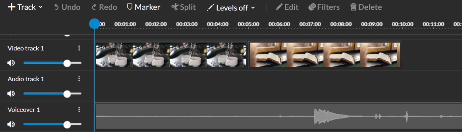 A voiceover as it looks on the Timeline in the WeVideo editor. 