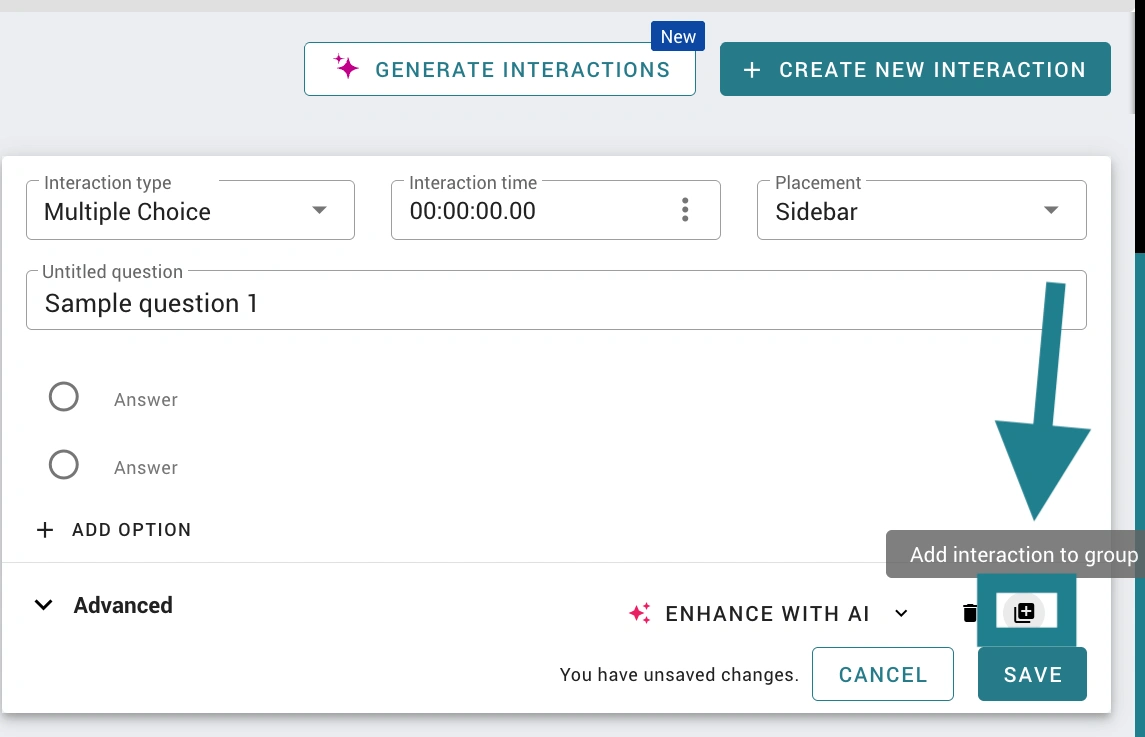 How to add interactions to an Interaction Group in WeVideo. 