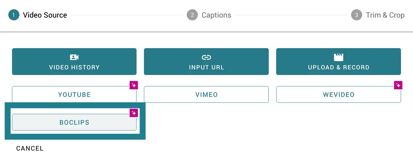 Video source screen in WeVideo. 