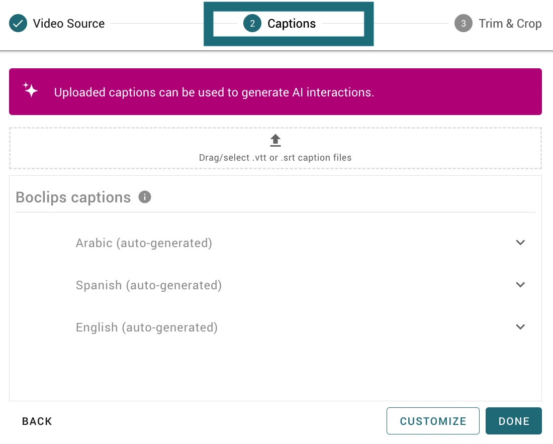 Generate captions option in WeVideo. 
