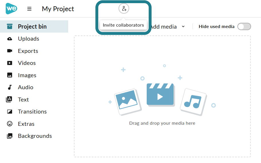 Invite collaborators button in WeVideo. 