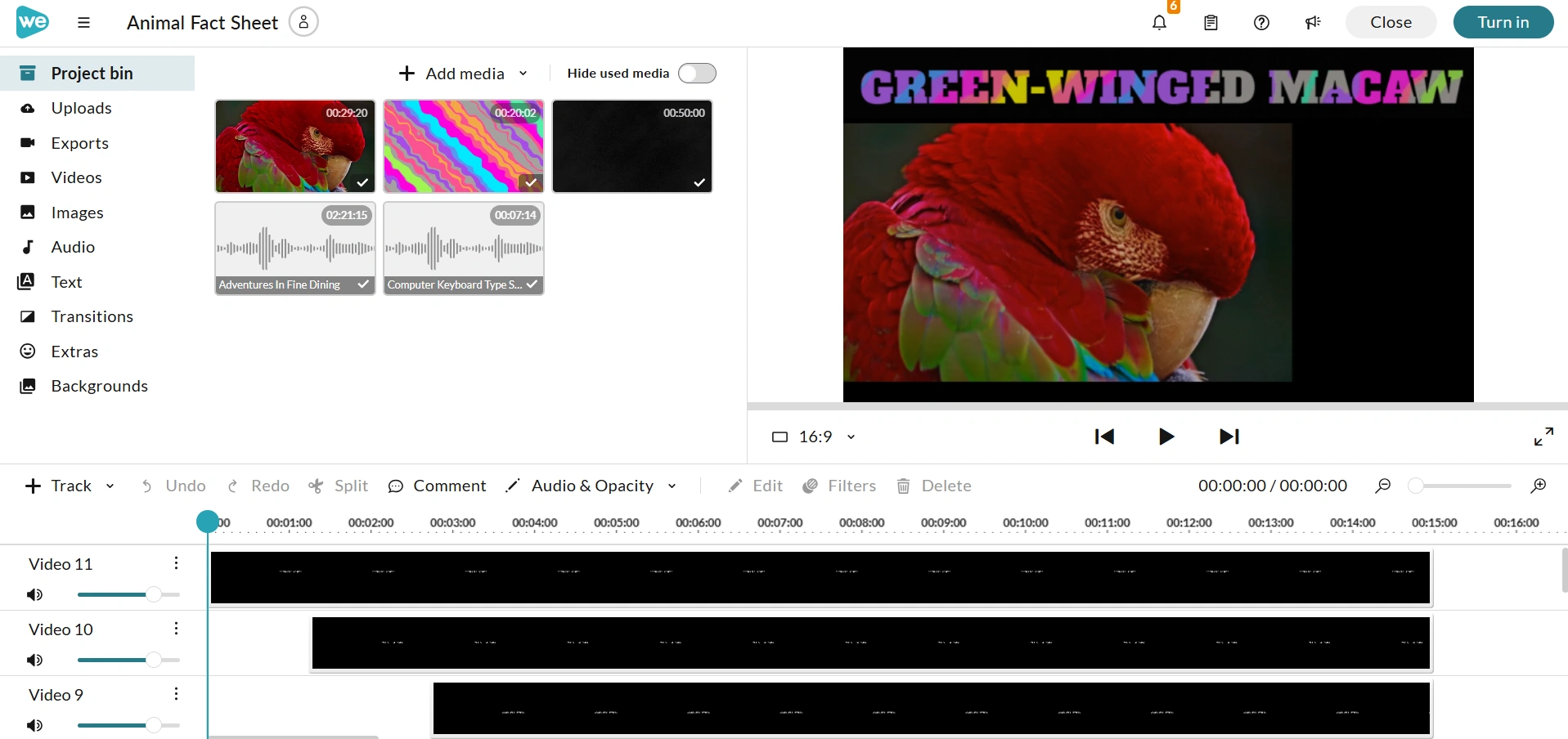 WeVideo editor with footage on Timeline. 