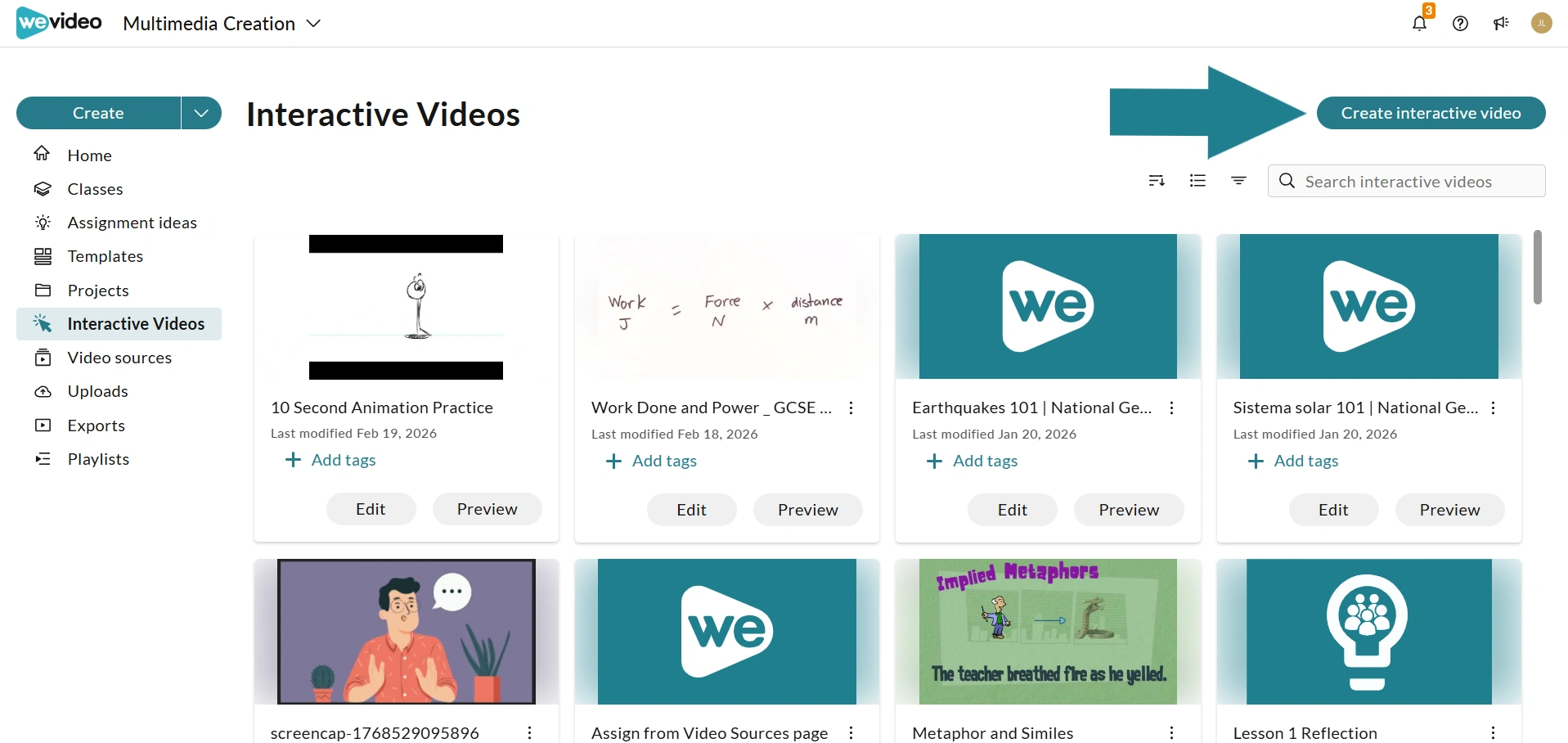 Create interactive video button in WeVideo. 