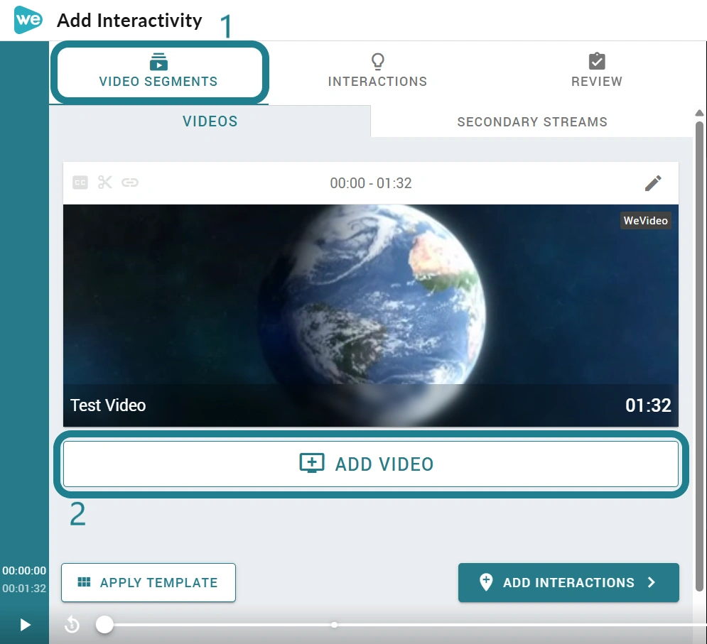 Video Segments option in WeVideo. 
