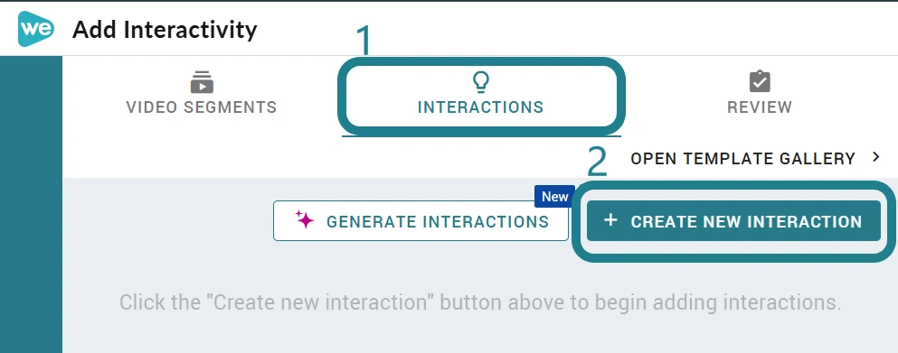 Interactions tab in WeVideo. 
