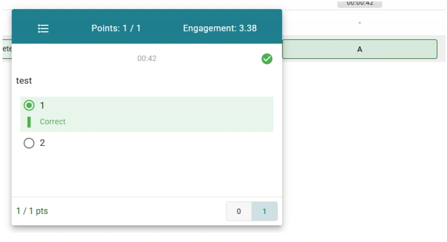 Example of a correct answer to an interactive video question in a WeVideo assignment. 
