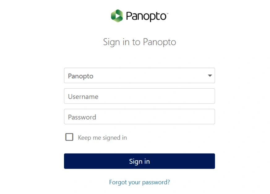 Panopto sign-in screen. 