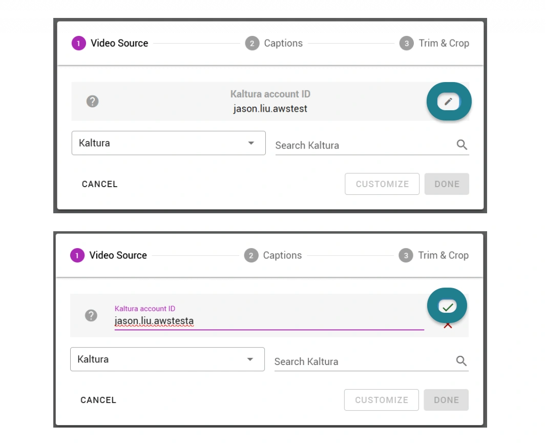 Accessing Kaltura directly from WeVideo's interactive video editor. 