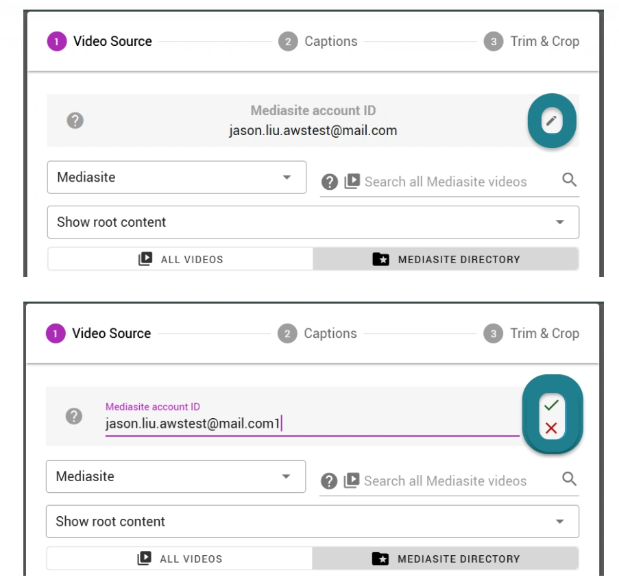 Accessing Mediasite directly from WeVideo's interactive video editor. 