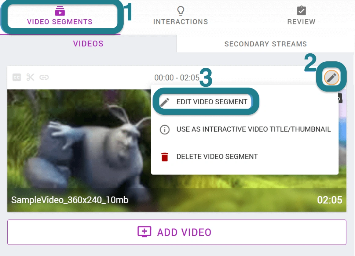 Editing an imported video segment in WeVideo's interactive video editor. 