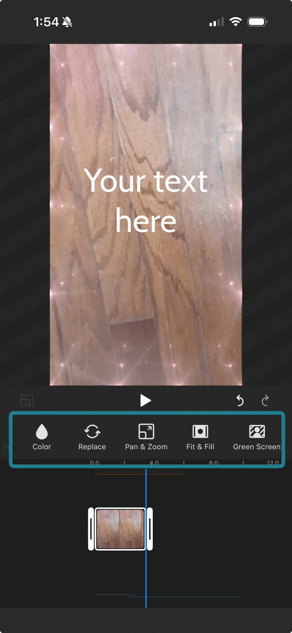 A video clip is selected on the timeline in the video editor for users to trim, reposition, or apply other effects.