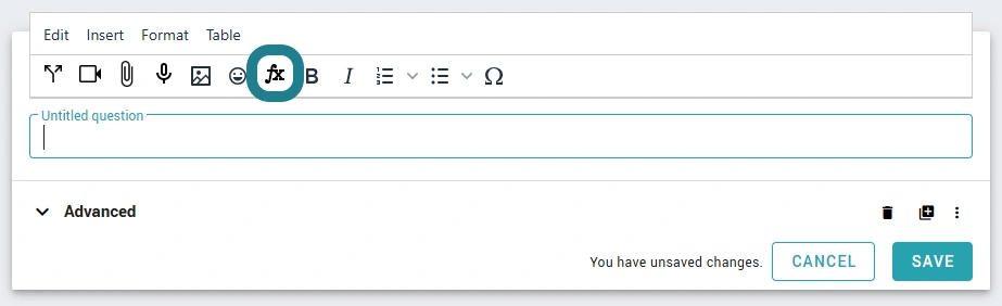 The "Insert equation" option in the interaction's rich text editor is highlighted.