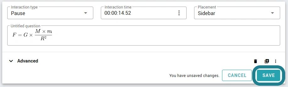 The Save button on the new interaction is highlighted to show users to click Save to save the interaction.