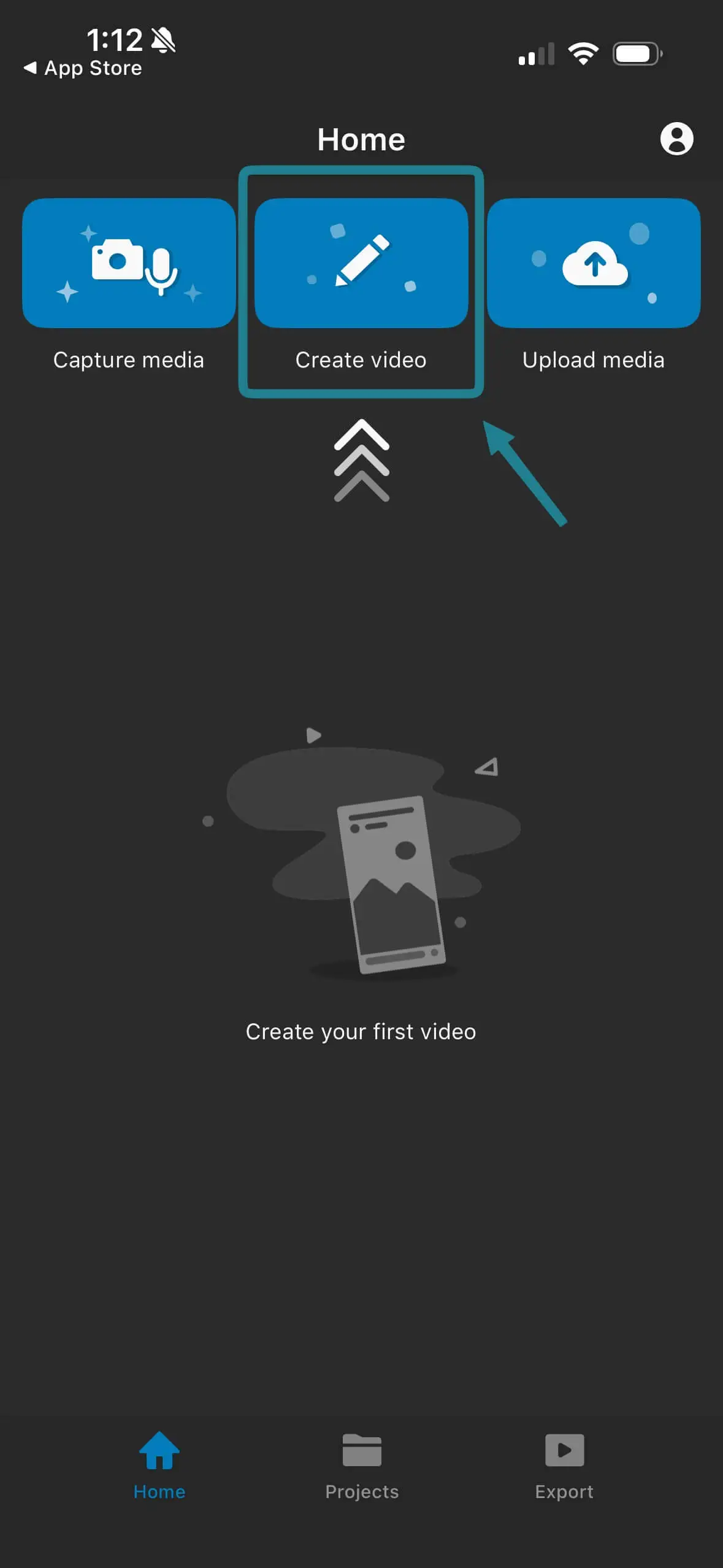Create video option in WeVideo iOS app. 