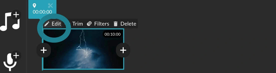 Clip editor tool in WeVideo's Simplified Editor. 