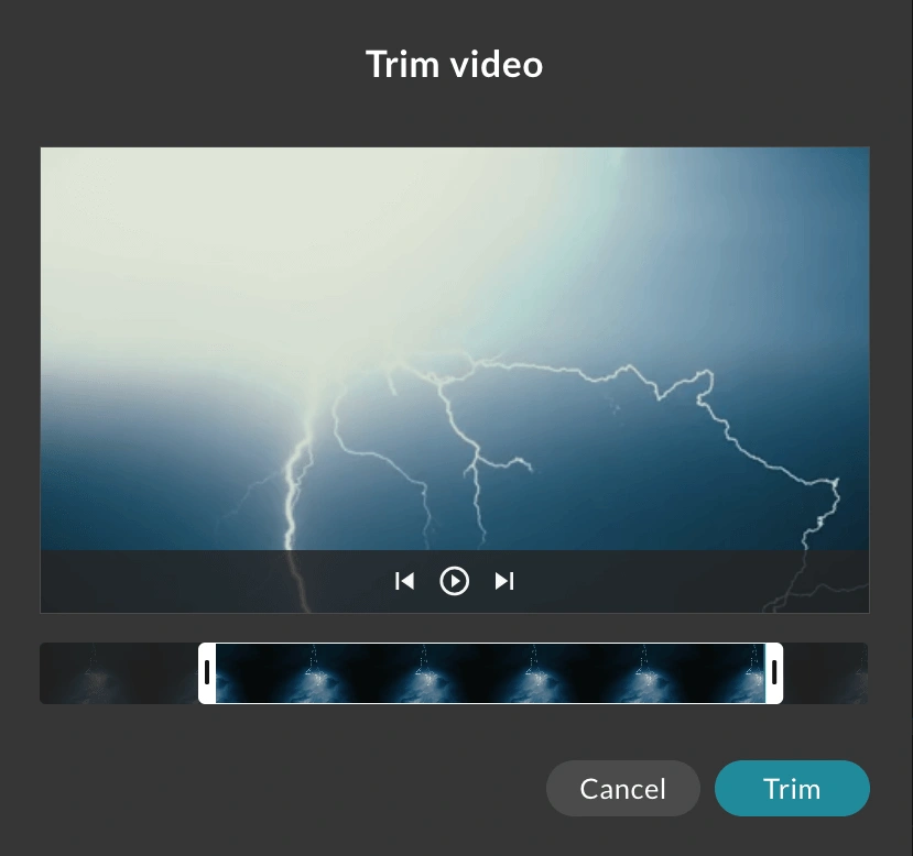 Trim video tool in the WeVideo Simplified Editor. 