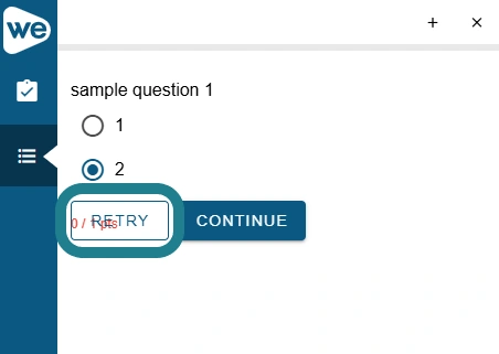 The retry button on the interaction is highlighted for learners to retry the interaction
