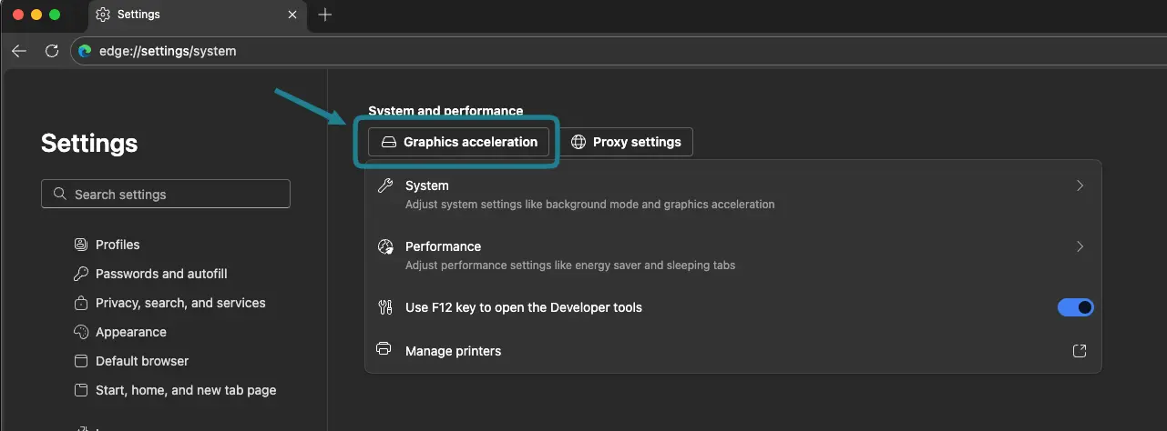 Enbabling WebGL in Microsoft Edge. 