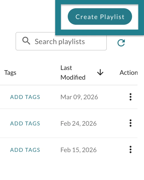 The Create Playlist button is highlighted.