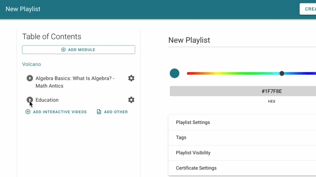 Drag and drop the items in the table of contents to reorder them.