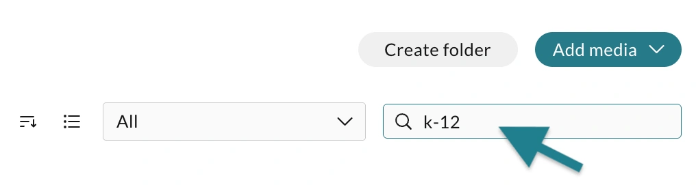 The search tool on WeVideo Uploads page.