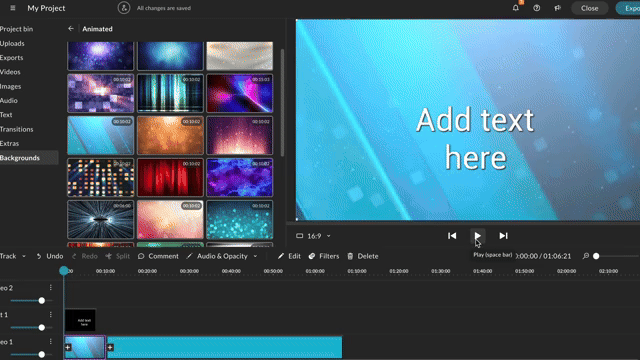 The animated background in the WeVideo editor