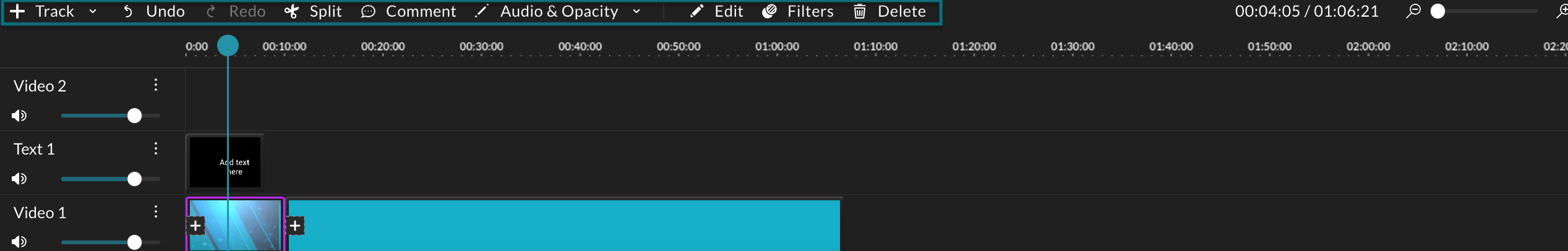 The editor toolbar in the WeVideo editor.