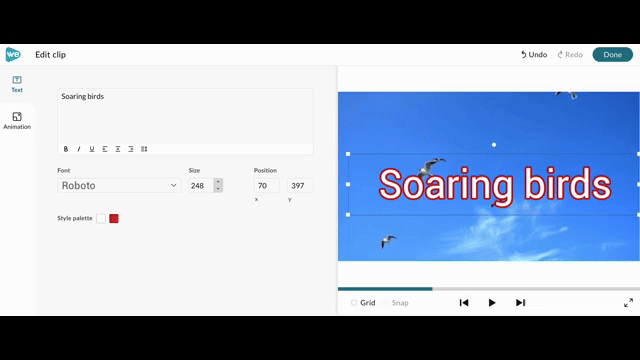 Click the play button to preview the text effect with video.