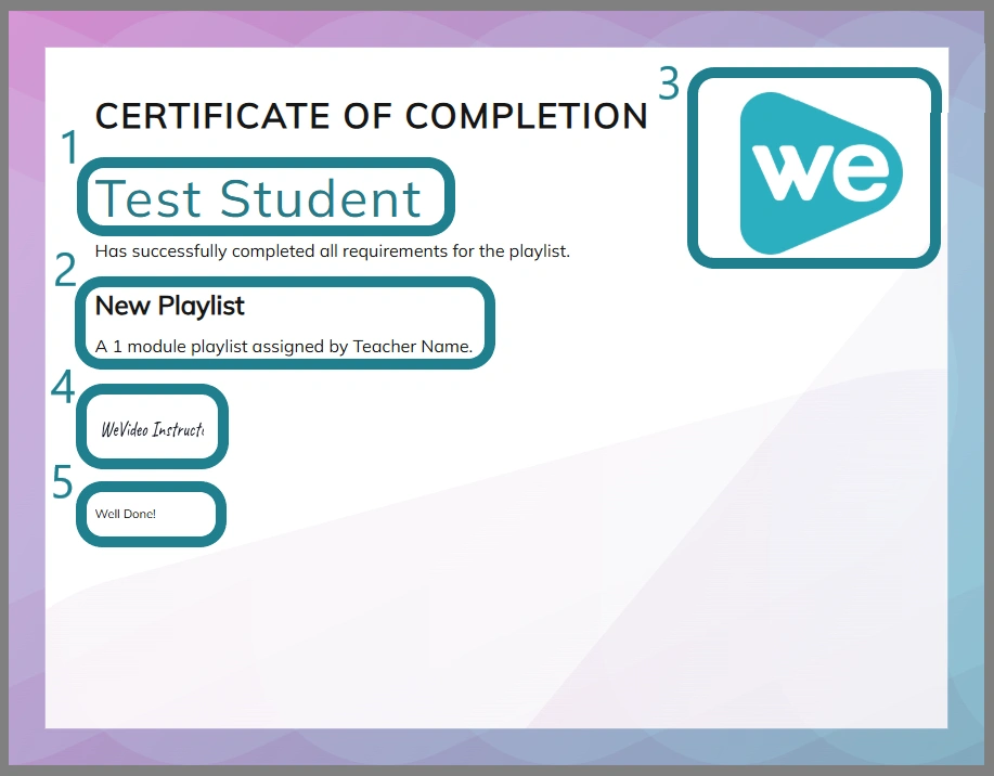 The playlist certificate's preview