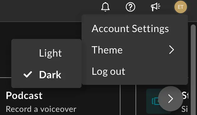 Dark Mode option in WeVideo. 