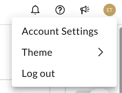Account drop-down tab in WeVideo editor. 