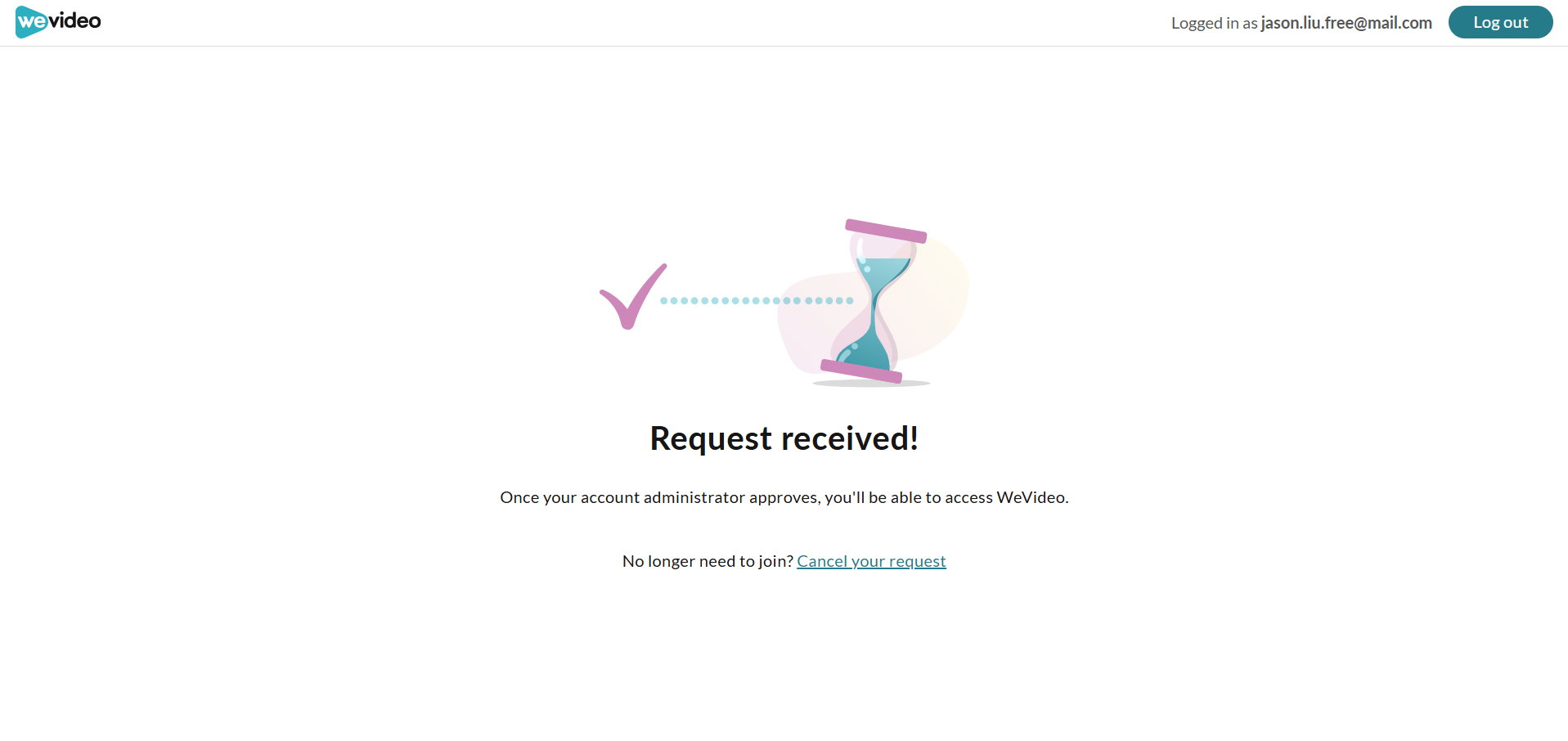 The request pending window in WeVideo.