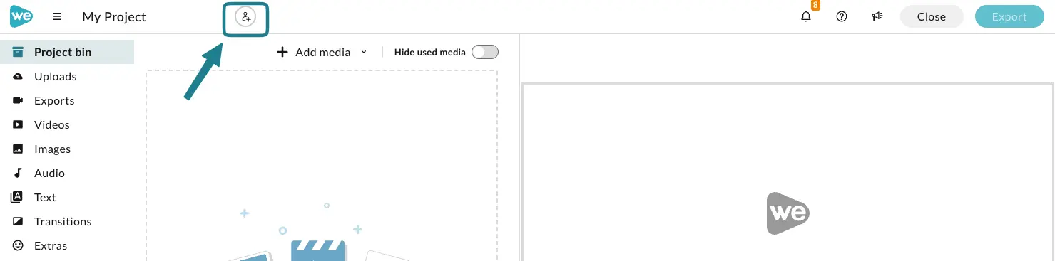 The Invite Collaborators button in the video editor.