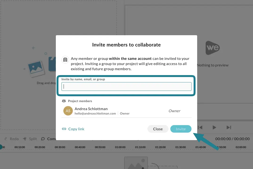 The name and email input section for adding collaborators.