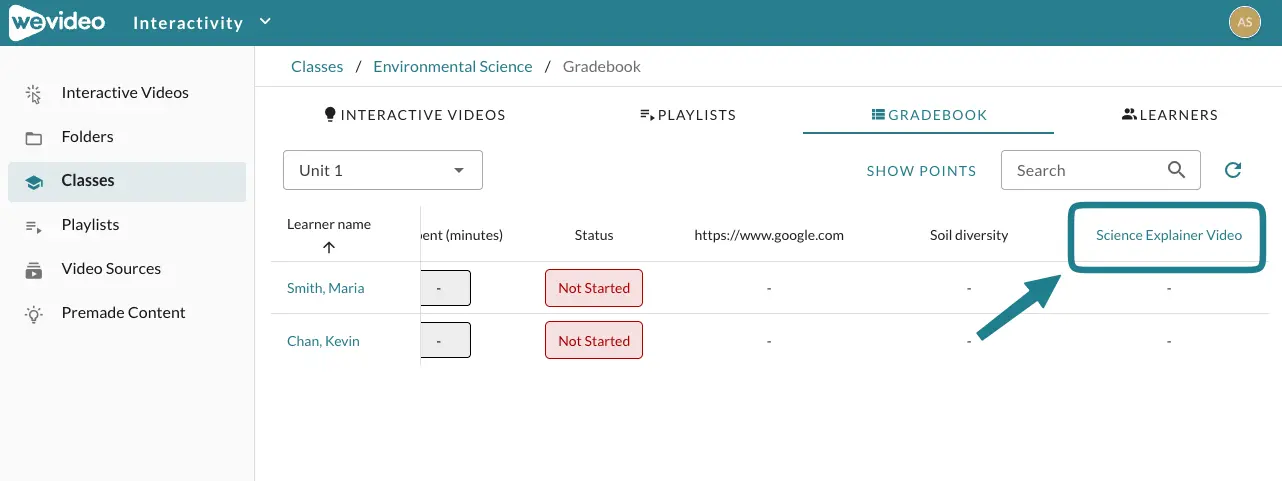 The interactive video titles from the playlist monitor page.