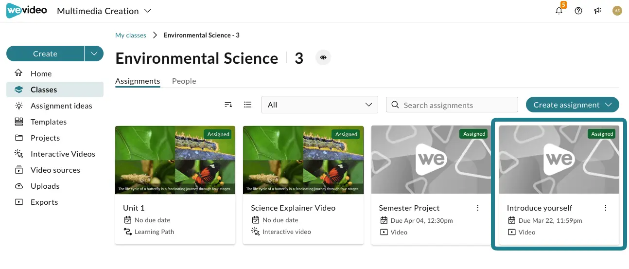 The assignments in the WeVideo Class