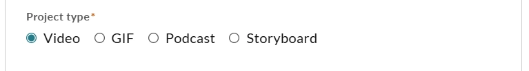 The project type options for the assignment idea