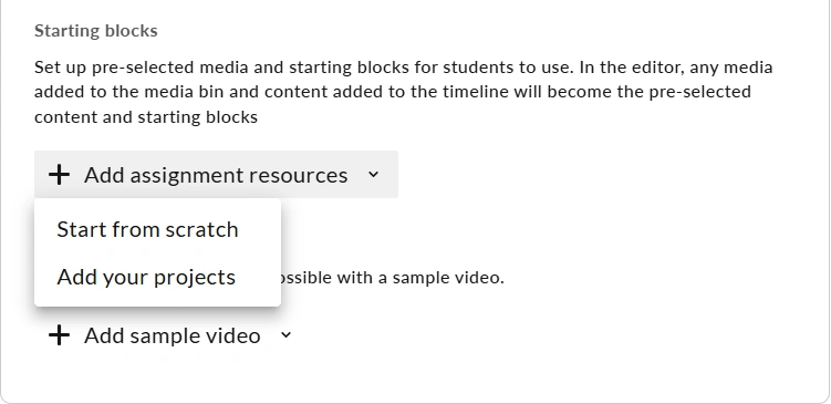 The add assignment resources option