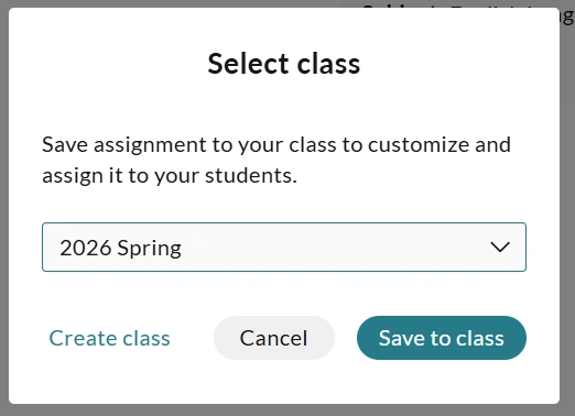 Select a class from the list and click the Save to class button.