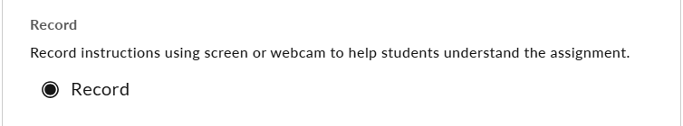 The record button on the assignment details page.