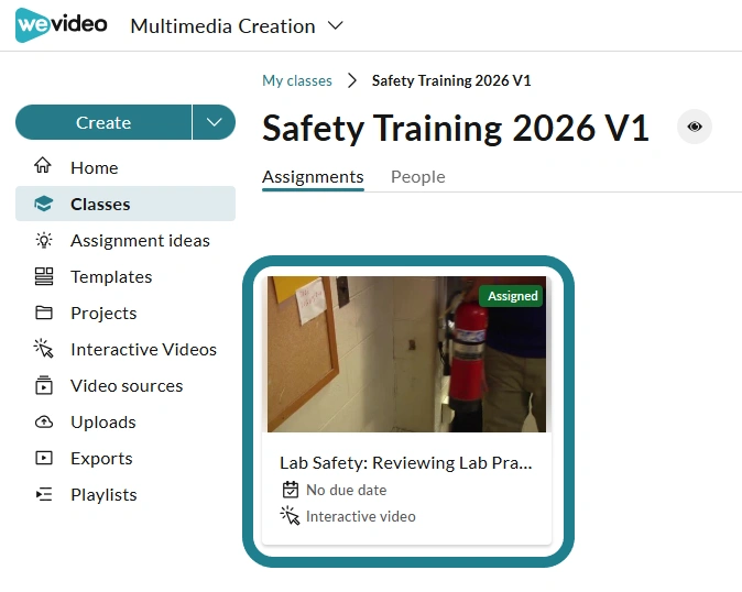 The interactive video assignment in the class.