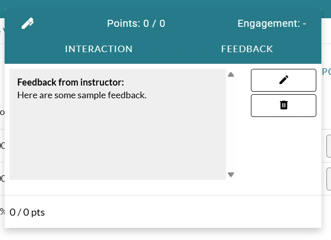 The edit option for the feedback