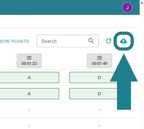 The data export button at the top right of the monitor page.