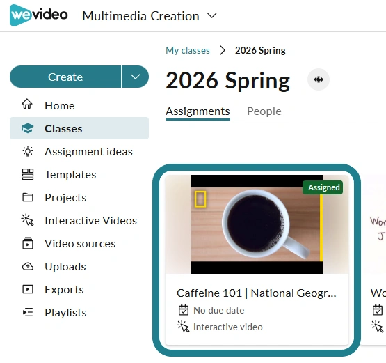 The interactive video assignment in the class