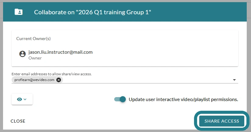 The share access button on the Collaborate window